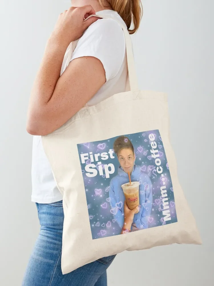 

wes10 first sip Tote Bag foldable reusable bag tote bags cloth bags Canvas bag for women Canvas