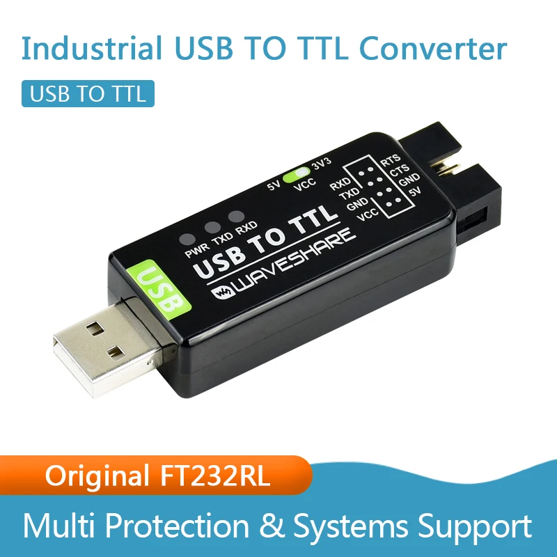 Industrial USB TO TTL Converter, Original FT232RL, Multi Protection & Systems Support