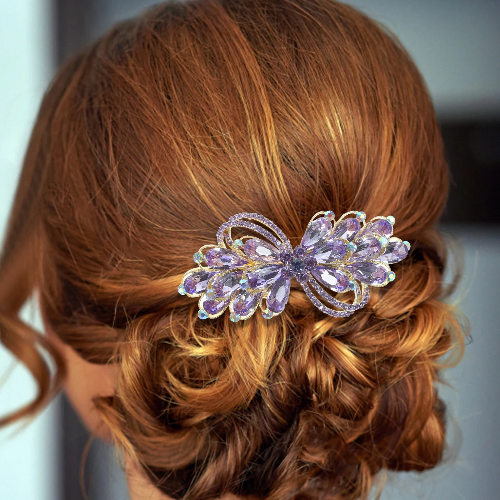 

Французская заколка для волос, головной убор, заколки со стразами, фиолетовые стразы