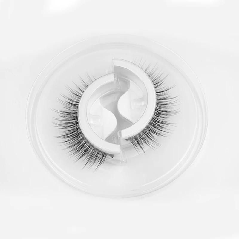 1Pair Reusable Self-Adhesive Faux Mink Eyelashes No Residue On The Skin 3D False Eyelashes Glue Free Natural Long Fake Eyelashes