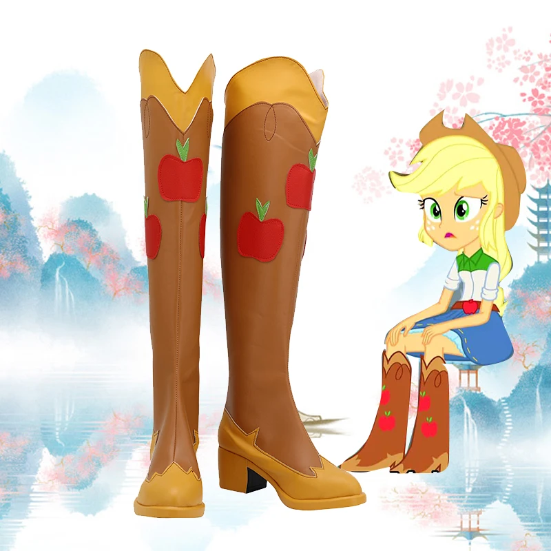 

Anime Pony Applejack AJ Cosplay Shoes Boots Girl Women Footwear Halloween Carnival Costumes Accessories Custom Made