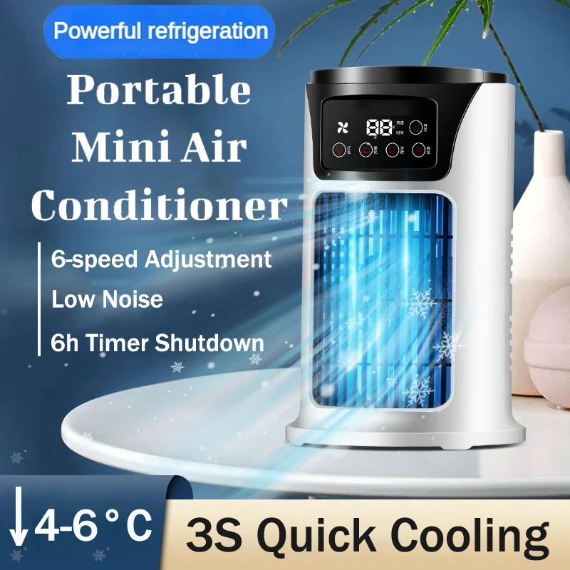 

Mini Desk Cooler,Portable Fan,Add Water Air Conditioning,6 Speeds,Quiet for Sleeping,Bedroom Humidifier for Office Dormitories