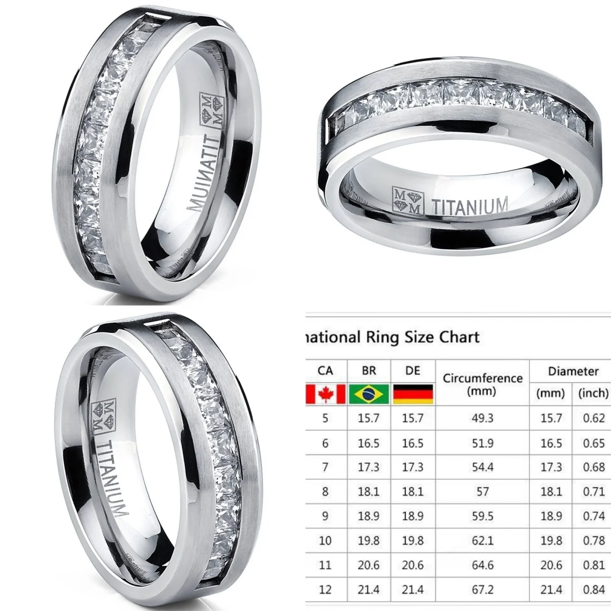 Hot Selling Silver Plated Stainless Steel Rings For Men Square Cubic Zircon Ring Jewelry Accessories Wholesale Size 7-13 image 4