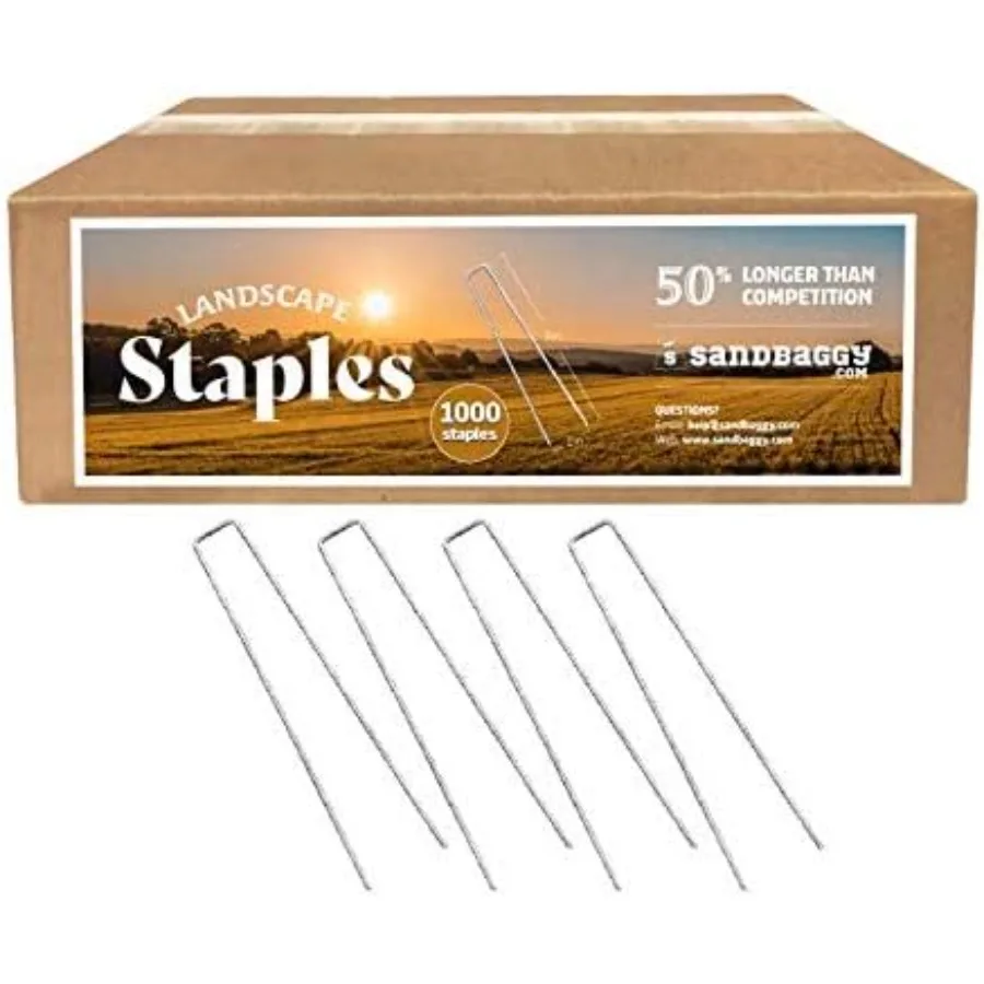 Grapas de paisaje de 9 pulgadas, pasadores de tela extra largos de calibre 11, para césped y anclajes de valla de jardín, Solu de estabilización del suelo de alta resistencia