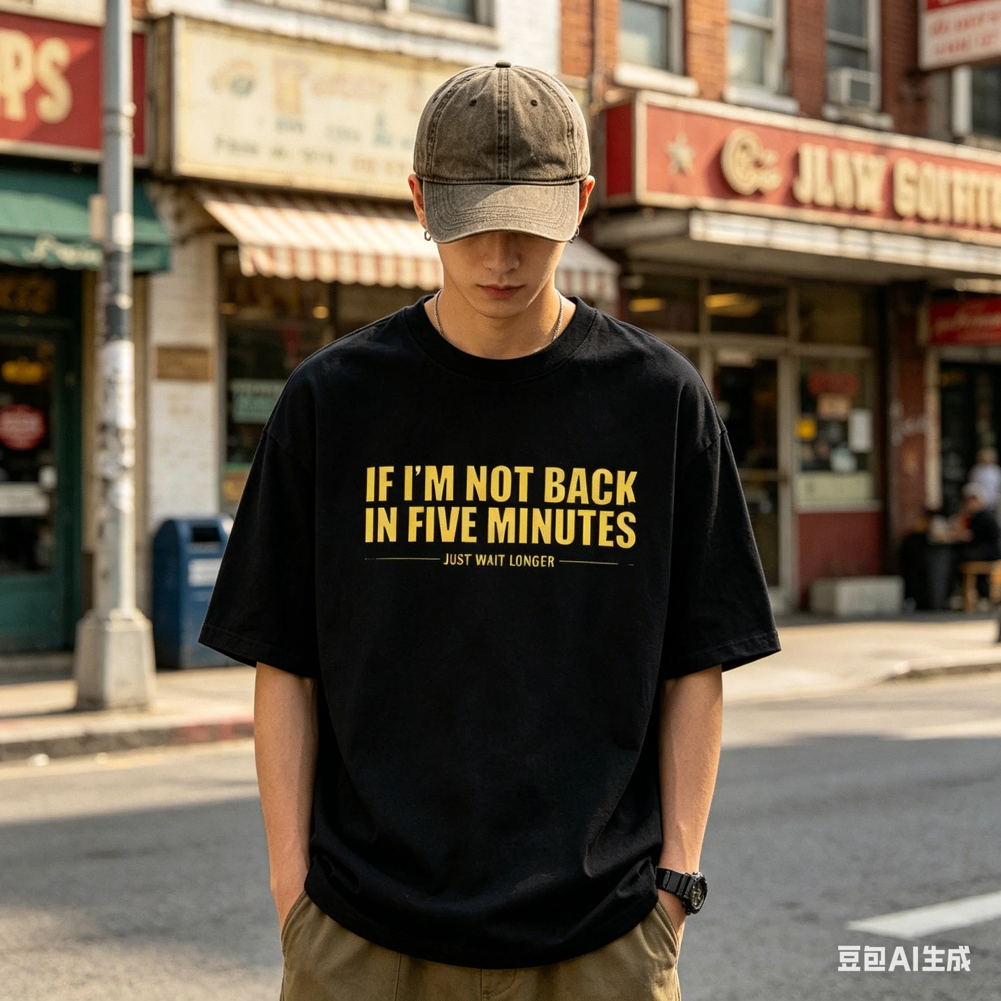 If I'm Not Back In Five Minutes Just Wait Longer Men T-shirt Fashion Unisex Streetwear Funny Quote Tops Ropa Hombre Masculinas