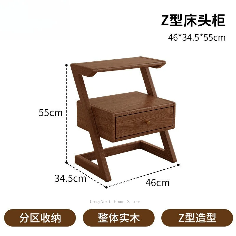 For bedside cabinets solid wood bedroom home shelves Z-type niche design sense creative sofa edge few