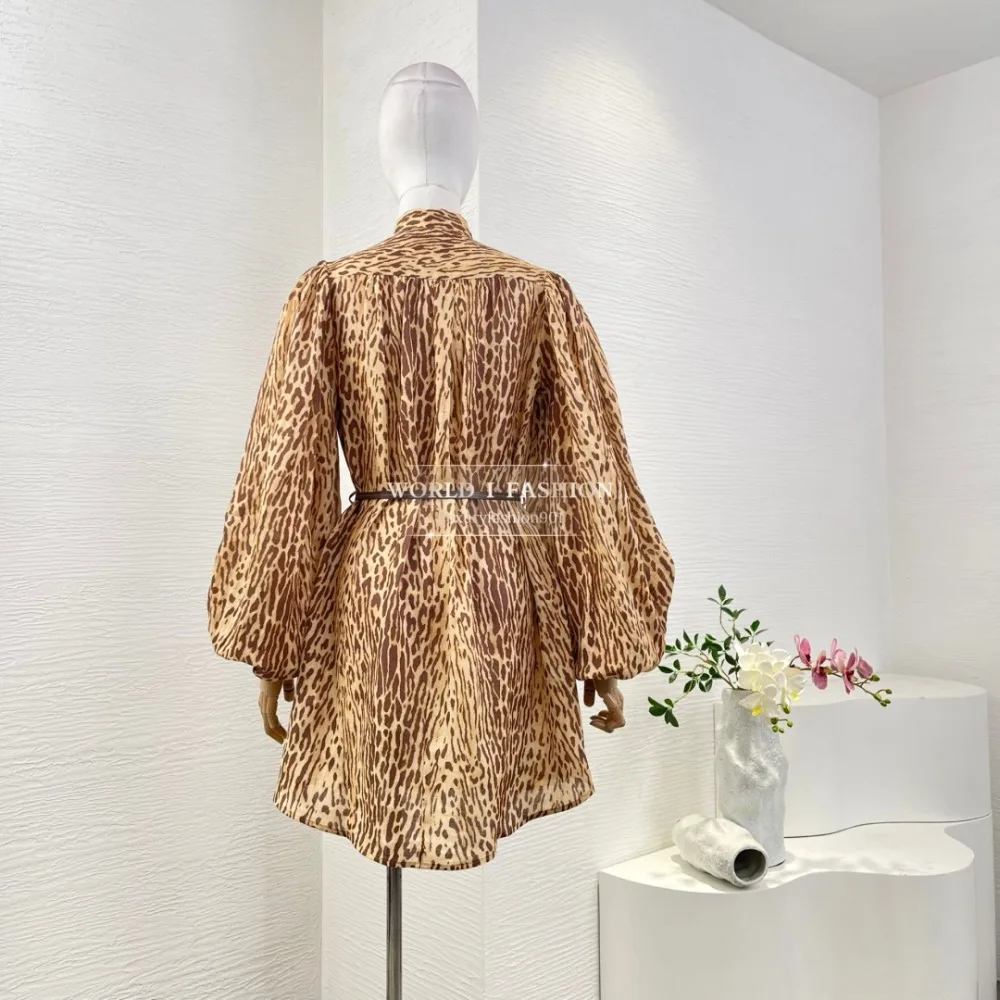 

Brown Leopard Print Long Sleeve Mini Dress 2025