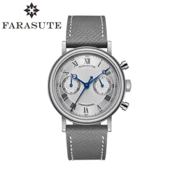 FARASUTE 2025 ニューレトロ メンズ腕時計 クォーツ スピードスポーツ クロノグラフ ARコーティング サファイア VK64 クロック メンズウォッチ