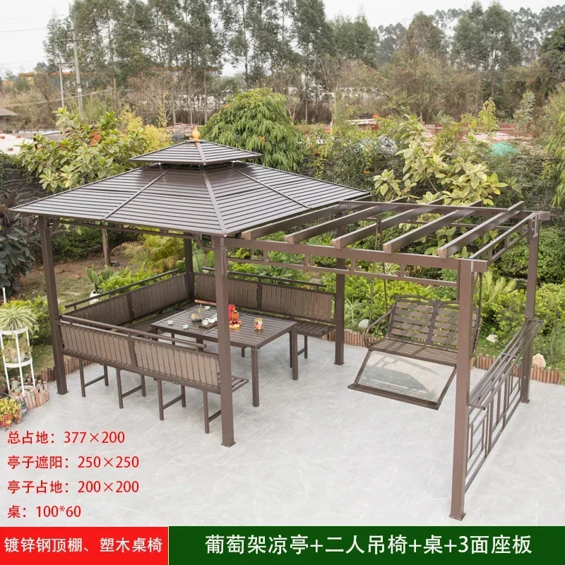 

Garden supplies architecture courtyard pavilion galvanization pergola arbour weather shelter outdoor garden kiosk home furniture