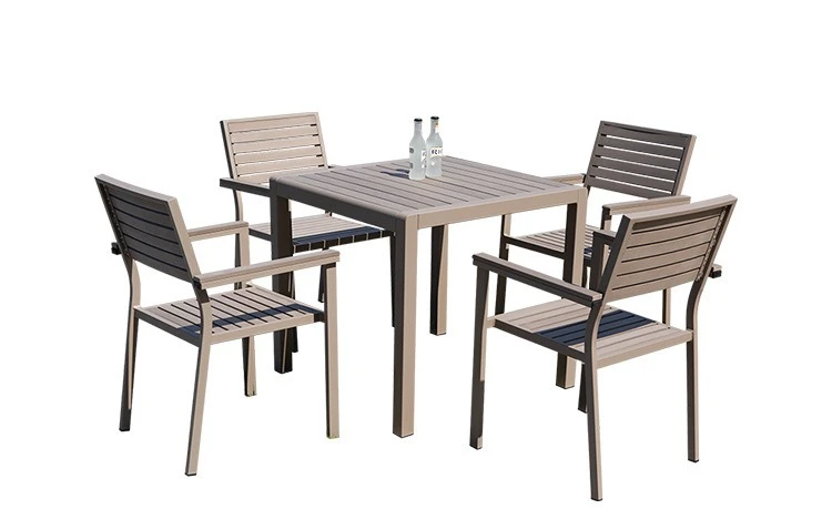 Outdoor plastic wood tables and chairs courtyard outdoor simple villa open-air garden leisure balcony cafe bed and breakfast tab