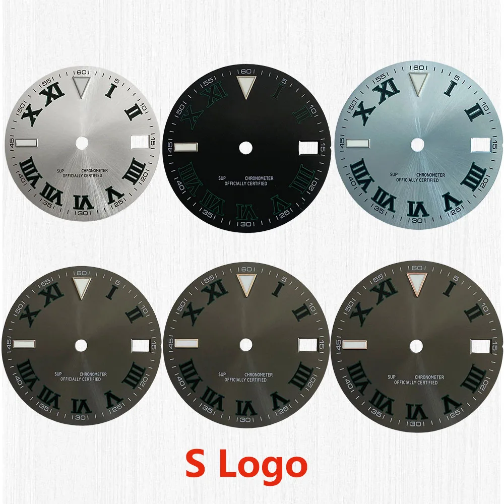 

6 Styles 28.5mm Watch Dial C3 Luminous Sunray Roman numerals Dial Suit For NH35/NH36 Movement Watch Modification Accessories