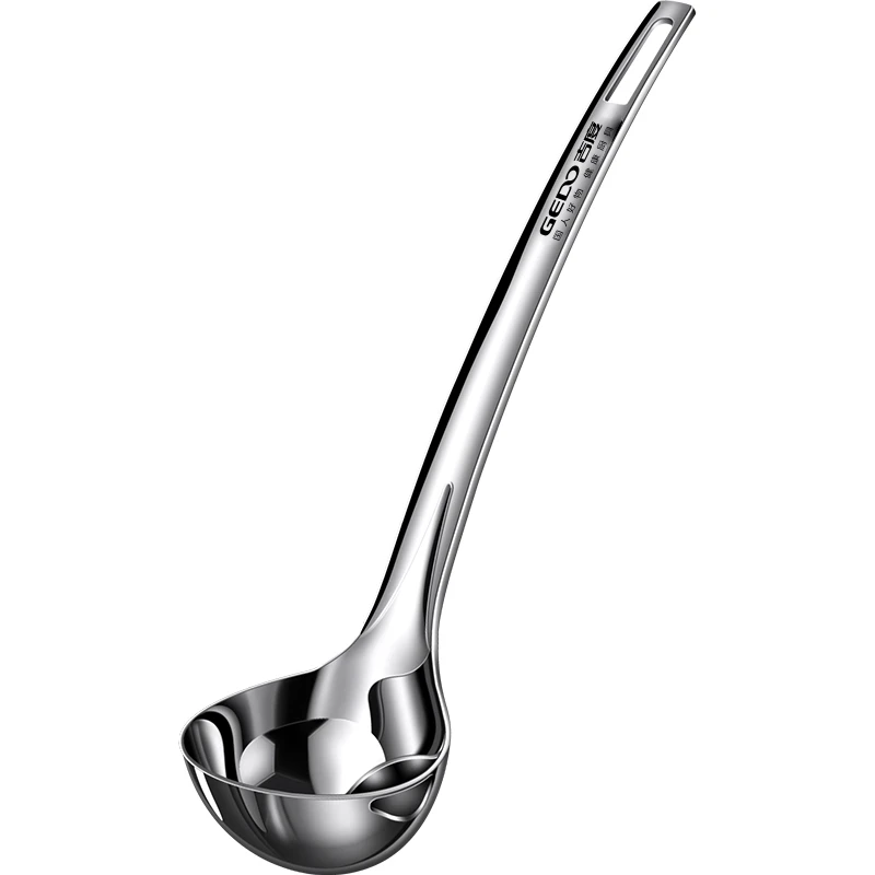 LFGB Certification 316L Stainless Steel Oil Separating Spoon 99.9% Anti-bacterial Soup Ladle Ultra Thick Handle Banquet Cutlery