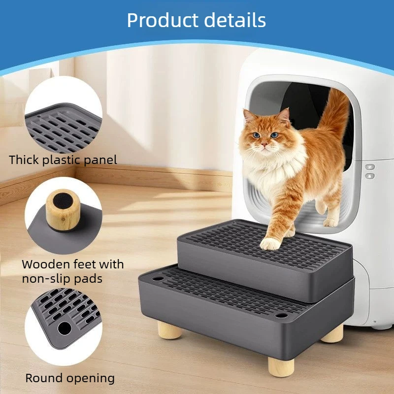 Cat Litter Control Tray, Raised Step, Litter Mat, Automatic Litter Box, Thickened Steps, Double-Layer Sturdy Design
