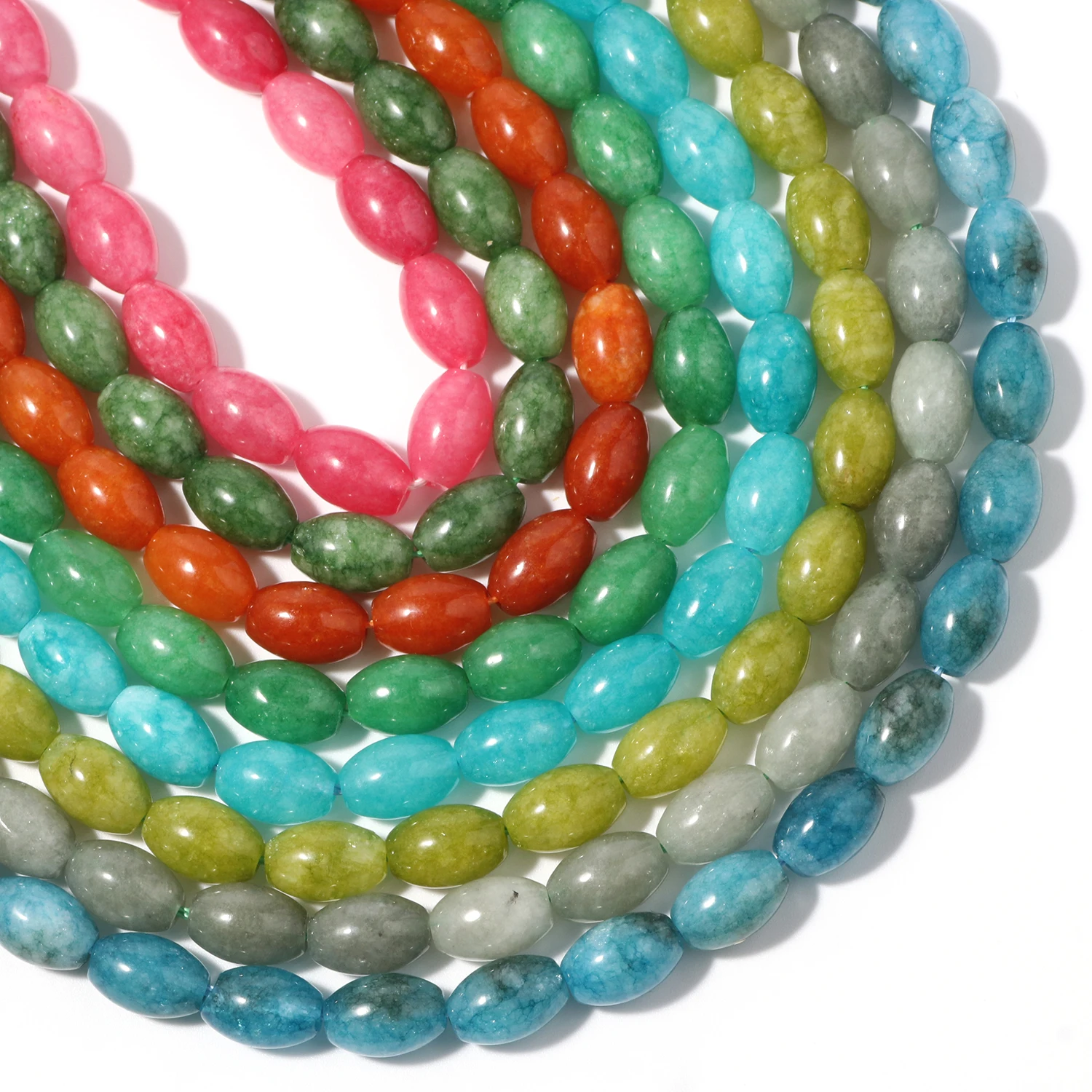 8x12mm Oval Shape Jade Beads Rice Tourmaline Amazonite Morganite Stone Loose Beads For Jewelry Making DIY Charms Bracelet