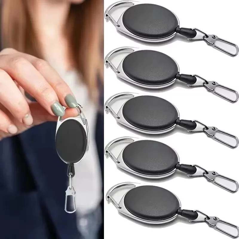 1-8Pcs Retractable Key Chain Reel Badge Holder Fly Fishing Zinger Retractor with Quick Release Spring Clip Fishing Accessories
