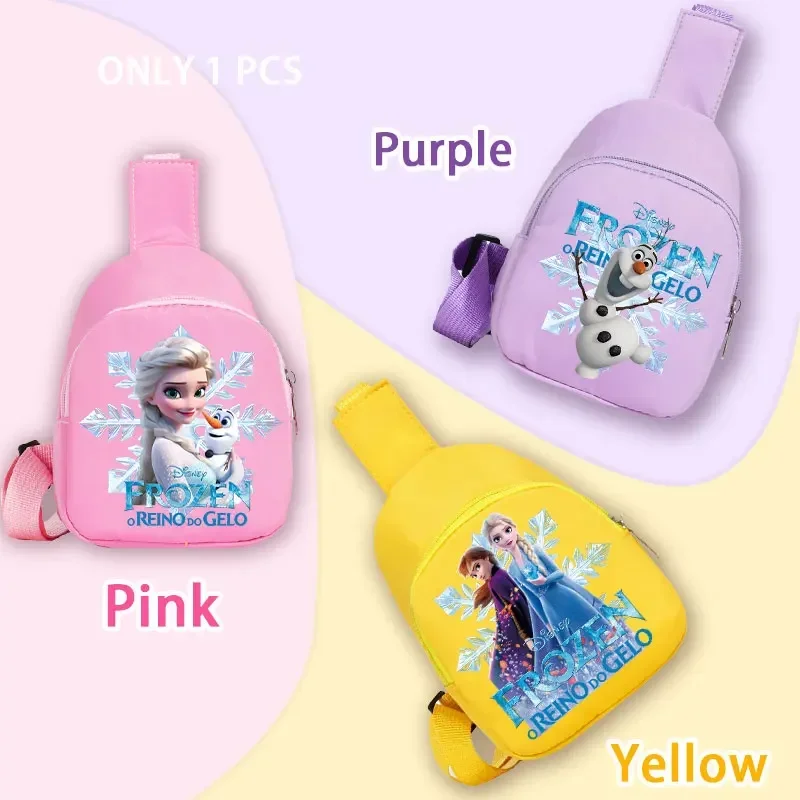 For #Frozen Elsa Crossbody Bag Backpack Pink Yellow Purple Shoulder Bag Queen Elsa Cartoon Student Birthday Gift