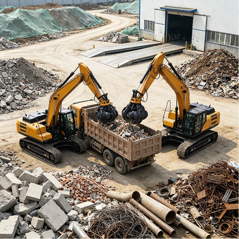 Excavator Orange Peel Grapple Hydraulic Attachment for Heavy Scrap Steel Waste Loading Recycling and Material Handling Tasks