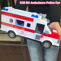 1/30 RC Ambulance Police Car School Bus Toy Kids Boys Play Vehicles Emergency Rescue Toys Double Decker Sightseeing Bus Xmas