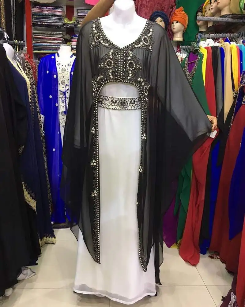 Nieuwe Marokkaanse Dubai Kaftans Farasha Abaya Jurk Zeer Fancy Lange Gown