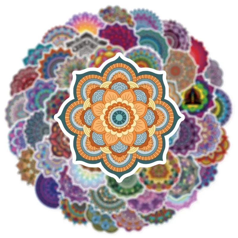 50PCS Personalized Mandala Graffiti Motorcycle Helmet Stickers Waterproof Rear Luggage Stickers Motor BodyScratch Cover Stickers
