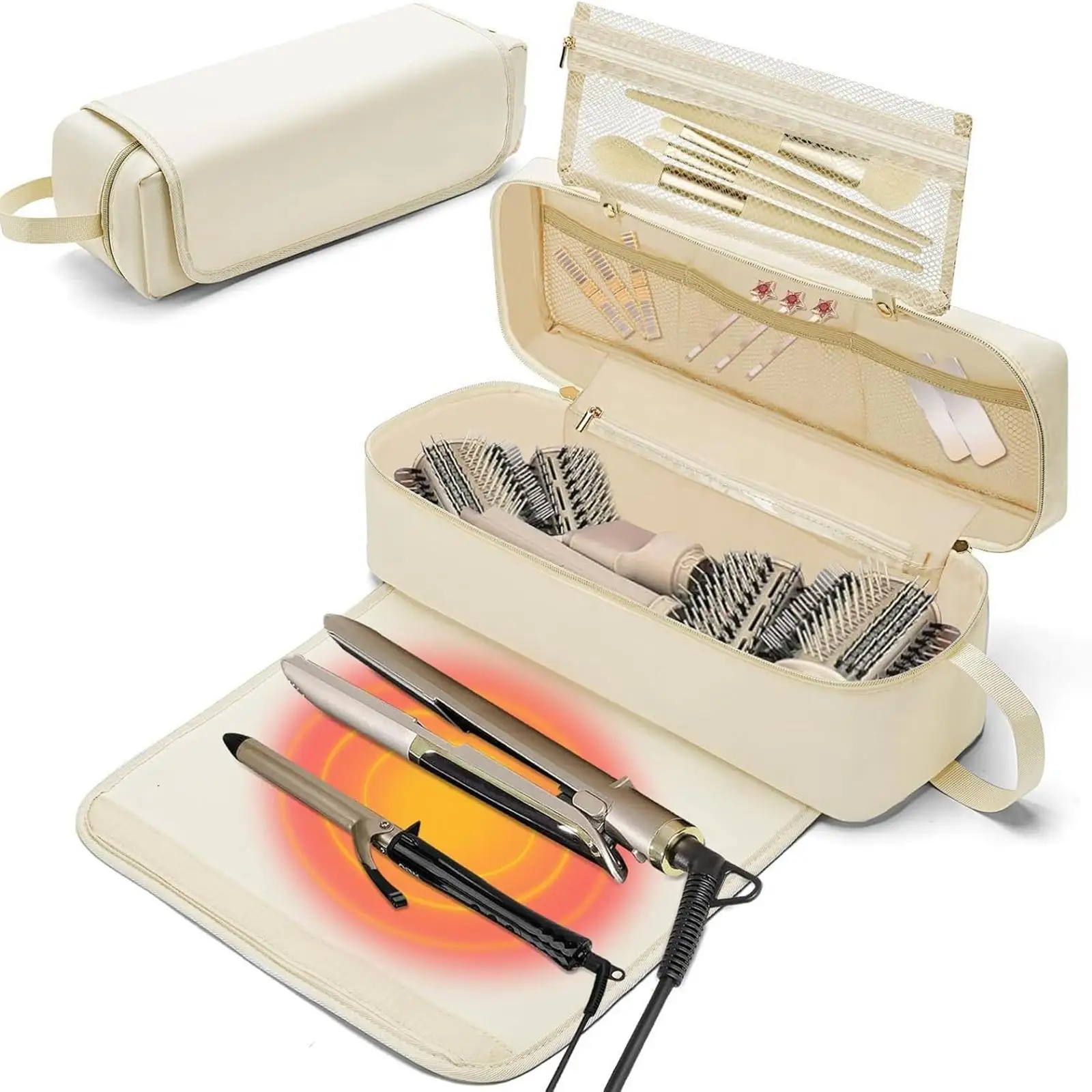 Hair Tools Travel Bag with Heat Resistant Mat,Travel Essentials,Large Capacity