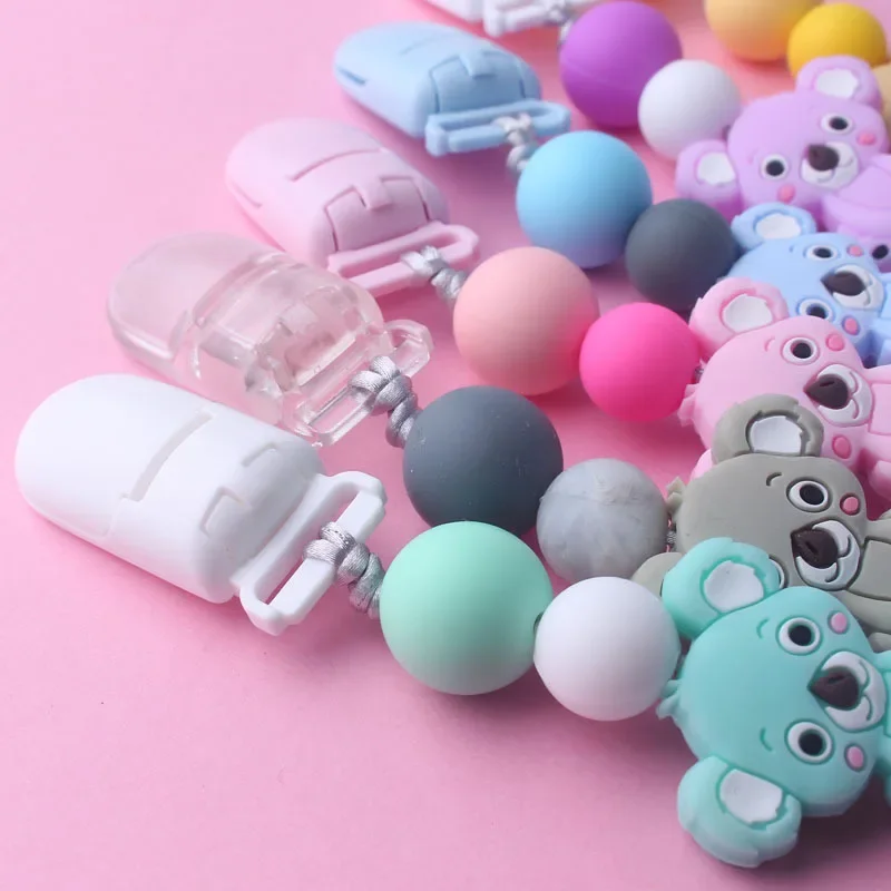 DIY Custom Name Baby Teether Bracelet Food Grade Silicone Chews Nurse Toys Koala Teething Necklace Pacifier Clips With Name Gift