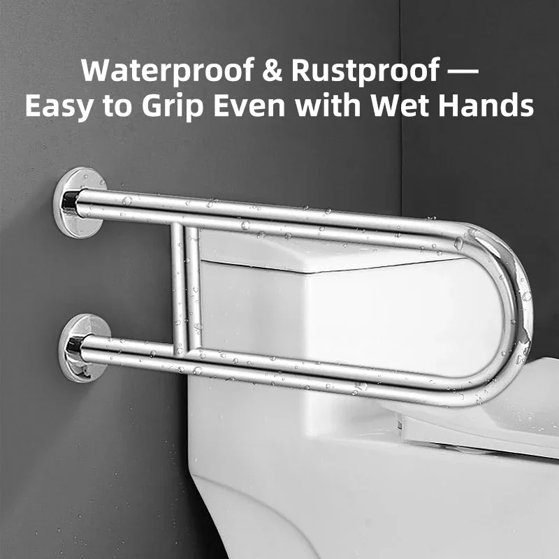 Hot Selling 304 Stainless Steel U-Shaped Safety Grab Bar Toilet Handrail for Elderly Disabled Accessible Bathroom