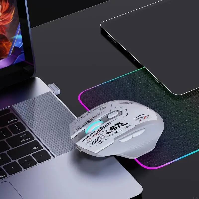 Mouse wireless ergonomico a doppia modalità con retroilluminazione a LED, compatibile con Bluetooth e 2,4 Ghz per giocatori professionisti