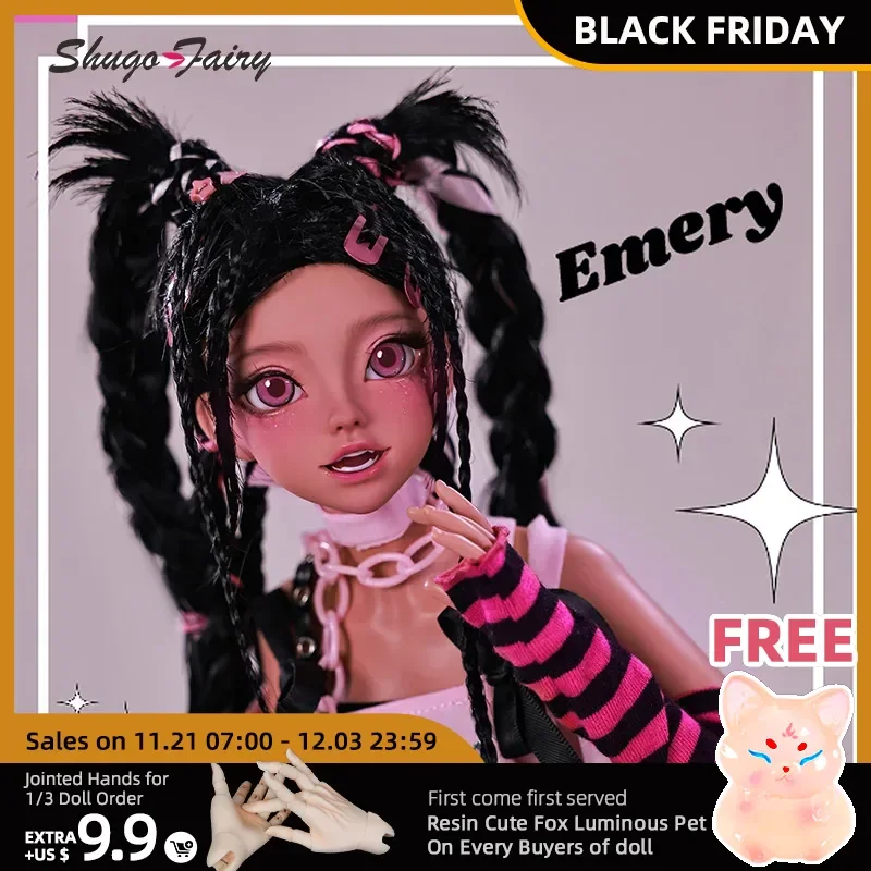 ShugaFairy Emery Bjd Doll 1/4 Lolita Pink Rock Rivet Style Y2K Dreadlocks Ball Jointed Dolls for Girls Fullset Option