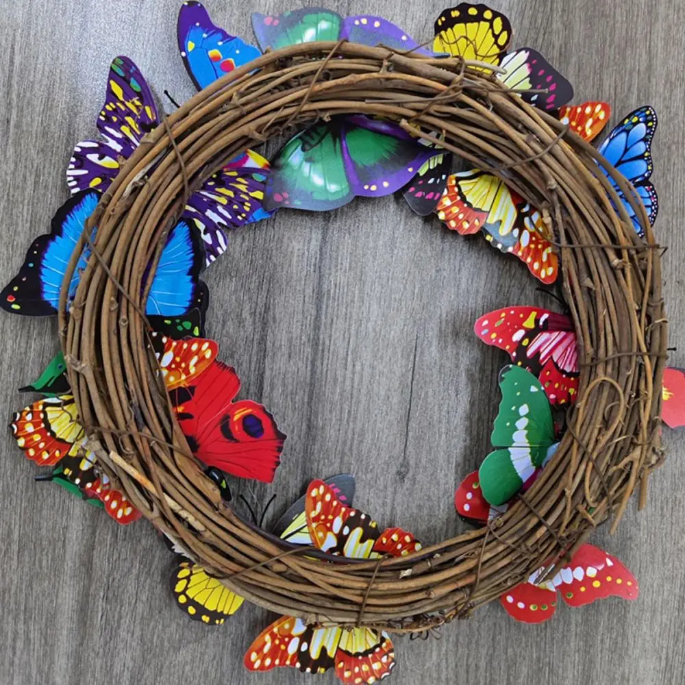 1pc Artificial Butterfly Simulation Wreath With Real Vine for Home Dcoration, Door and Wall Hanging Decoration Party Decor