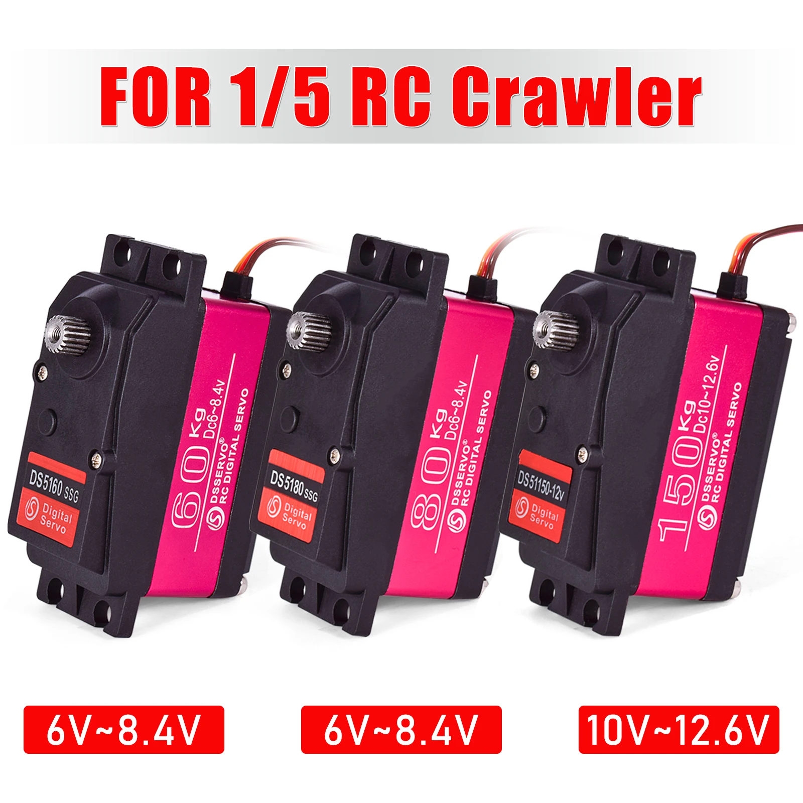 RC Steering Servo High Torque Servo Waterproof 60Kg 80Kg 150Kg 1/5 1/6 Servo HV Metal Digital for HPI Baja 5B SS RC Car