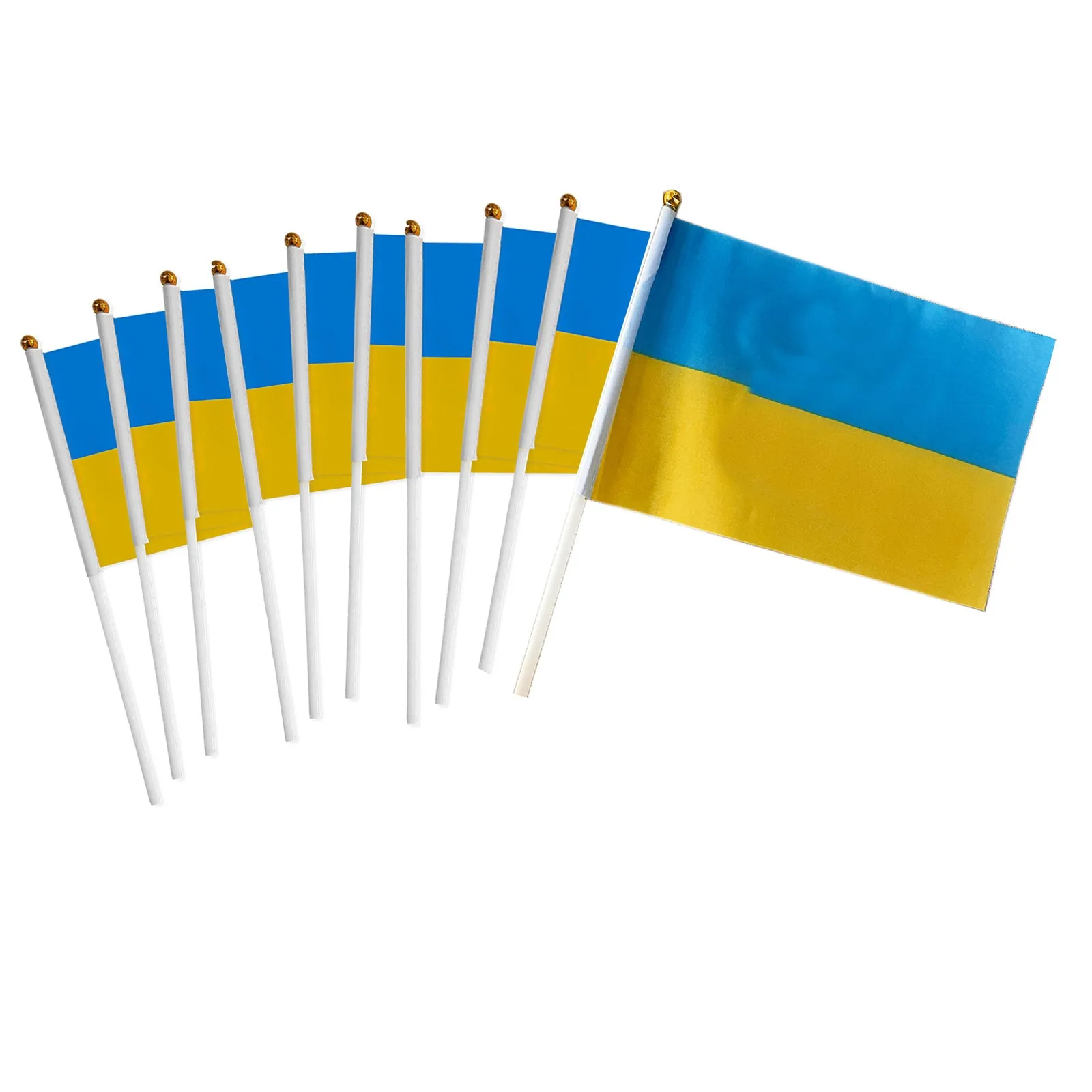 10pcs Ukraine Flag Ukrainian Hand Held Small Mini Stick Flags Decorations Flags For Party Festival Parades Parties Decor