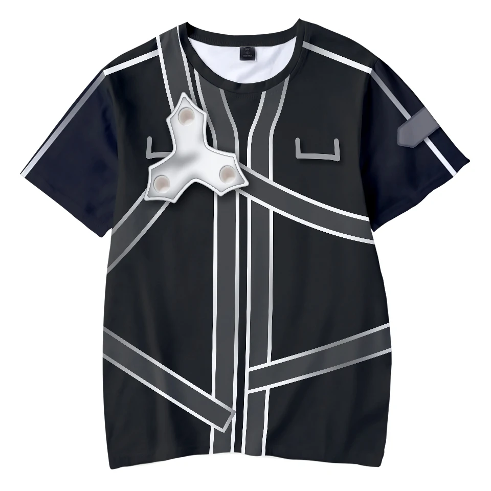 For Men Unisex Kirito Oversize O-neck 3D with Short Sleeve Tops Funny T-shirts Fashion Japanese Anime Sword Art Online Cosplay