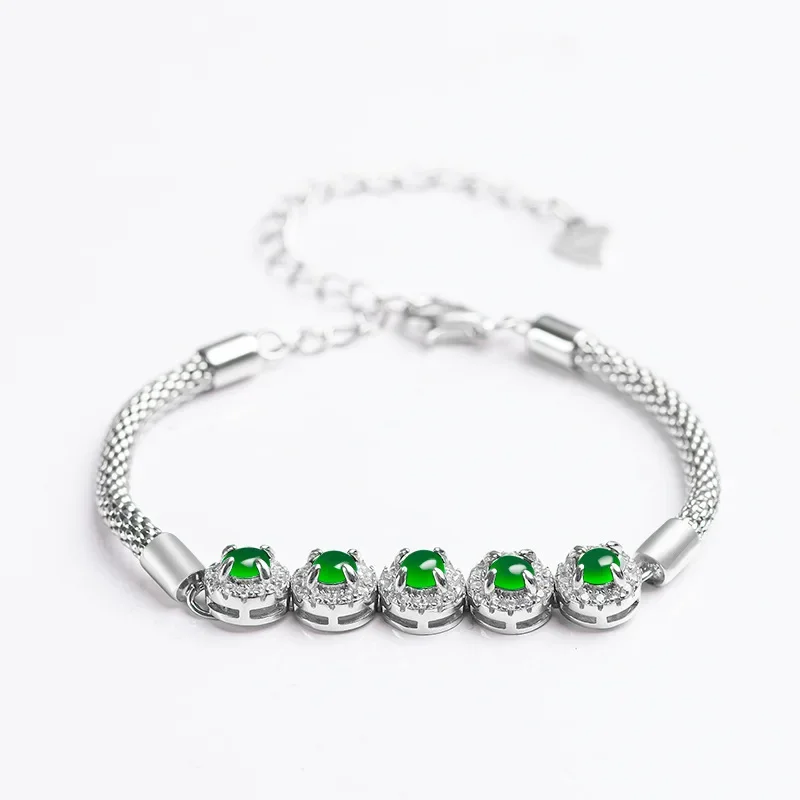 Burmese Jade Bracelets Luxury Gemstone Man Gemstones Fashion Emerald Green Natural Gifts Bangles 925 Silver Jewelry Amulets