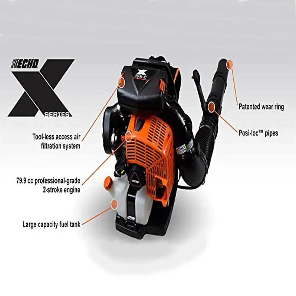 X Series 79.9Cc Backpack Blower with Tube Throttle Powerful 48 Newtons Gasoline-Powered Adjustable Speed Noise Level 48 dB User