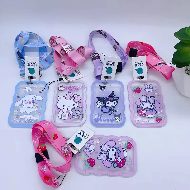 20 stücke Sanrio Cartoon transparente Karten halter Anime Kuromi Hallo Kitty pp ID-Karte Student mit Lanyard-Karte Lagerung liefert Geschenk