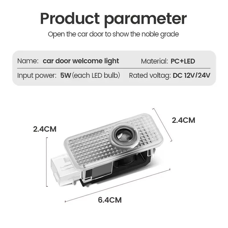Led Car Door logo Welcome Light For audi A1A3 8V 8P 8L A4 B5 B6 B7 B8 A6 C5 C6 C7 A58T A7 A8 Q3 Q5 Q7 TT S3 S6 Sline Quattro view 6
