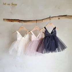 Newborn Baby Girl Princess Suspender Tutu Romper Dress Bow Child Gauze Vestido Birthday Party Ball Gown Baby Clothes 0-5Y