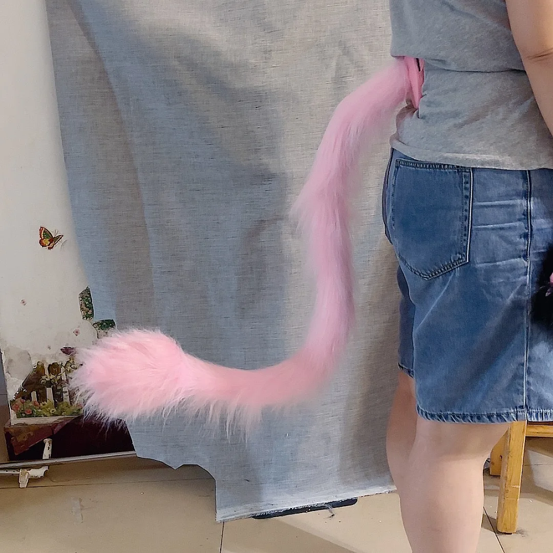 ‌ เก็นชิน อิมแพ็ค วาเรซาหูวัวปุยและหางยาวสีชมพูคอสเพลย์ชุด 90 ซม.น่ารักเคโมโนมิมิชุดอุปกรณ์เสริม