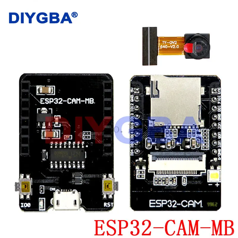 ESP32-CAM-MB MICRO USB ESP32 Serial to WiFi ESP32 CAM Board CH340 CH340G 5V Bluetooth+OV2640 Camera+2.4G Antenna for Smart Home