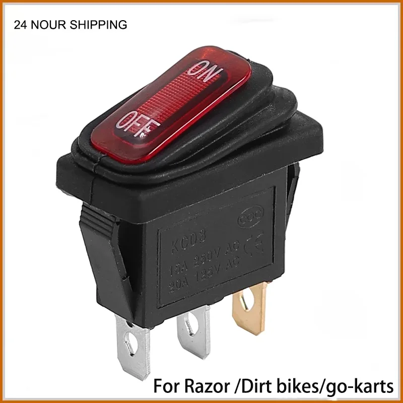 Electric Scooter KCD3 3Pin Rocker Switch 15A 250V/20A 125V Electrical Equipment Power Rocker Switch for Razor  For Gokarts