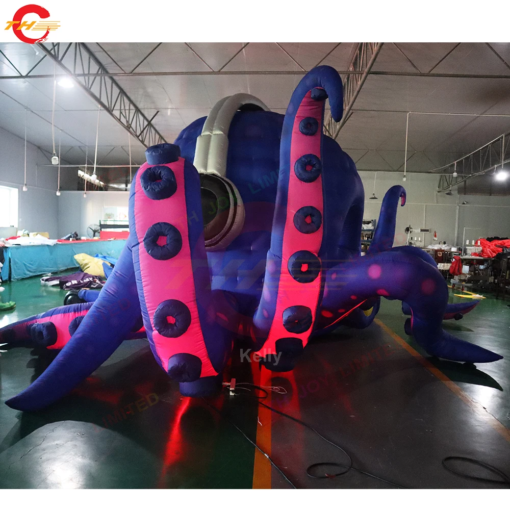 Fast Shipping 33ft Wide Giant Inflatable DJ Octopus Tent Booth Stage Event Decoration Background Wall for Sale