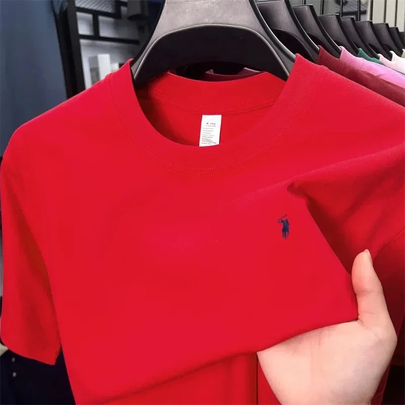 Men's Summer 100% Cotton T-Shirt High-End Printed Short Sleeve Round Neck Top Casual Simple Fashion Breathable Tee Clothing