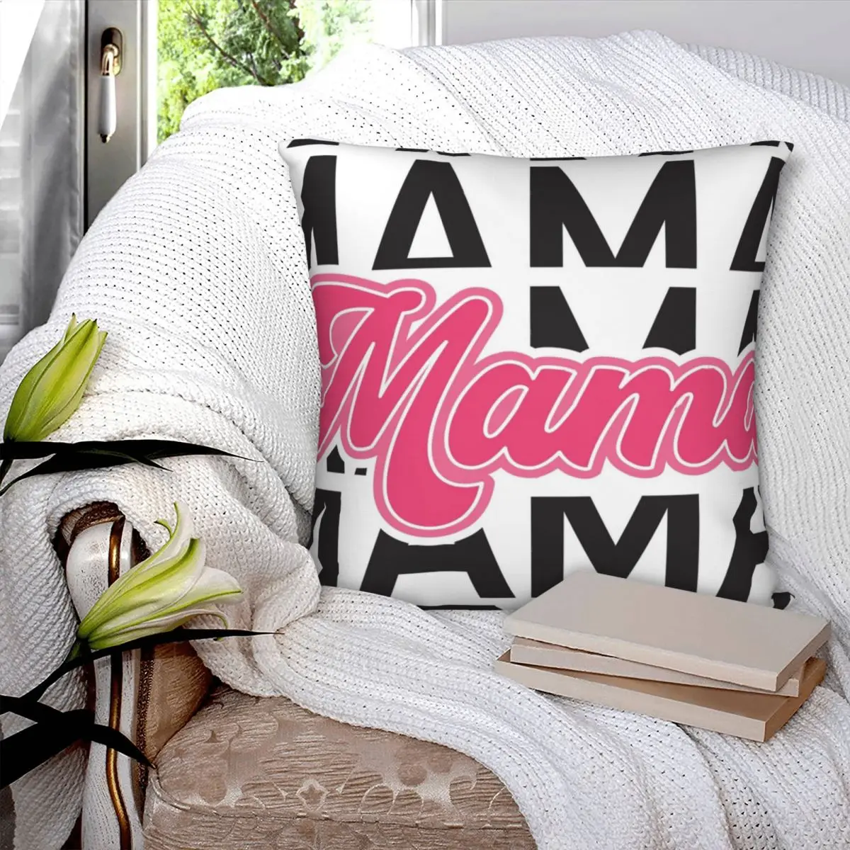 Pink Mama Stacked Square Pillowcase Polyester Pillow Cover Velvet Cushion Zip Decorative Comfort Throw Pillow for home Sofa