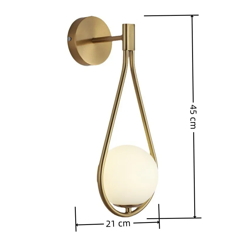 Modern Design Golden Luxury Wall Lamp Opal White Glass Ball Lamp Shade Corridor Bedroom Living Room Decorative Wall Lamp