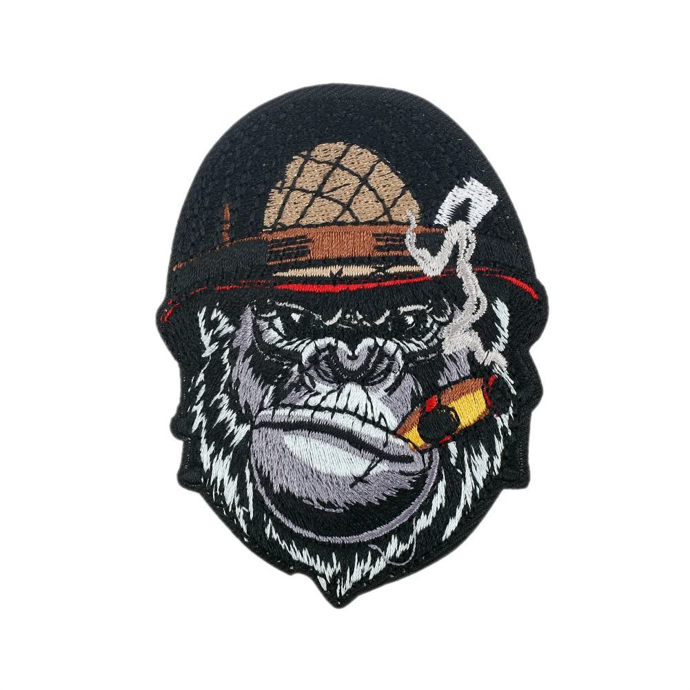 1pc Embroidery Gorilla Patches Iron-on Transfers Patches for Clothing Halloween Punk Monkey Badge Jeans Hole Decor Sew Applique