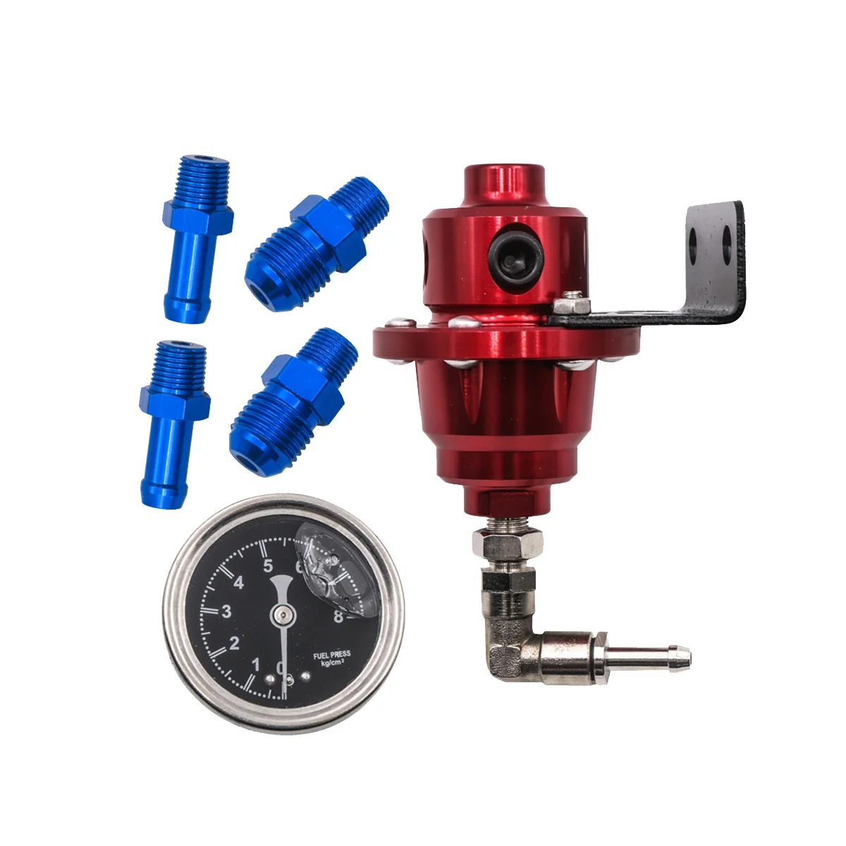 Adjustable Fuel Regulator Fuel Booster Universal Pressure Regulator with Pressure Gauge Car Accessories,Red