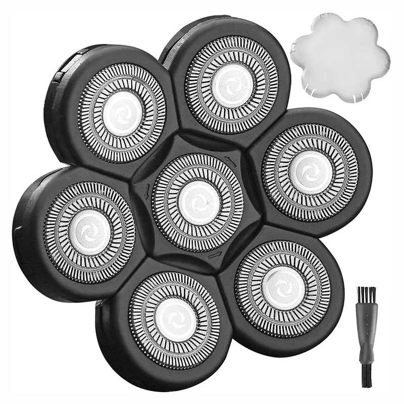 استبدال ماكينة حلاقة الرأس 7 رؤوس بديلة لشعر اللحية لشفرات الحلاقة للرأس للرجال الأصلع Universal Interf