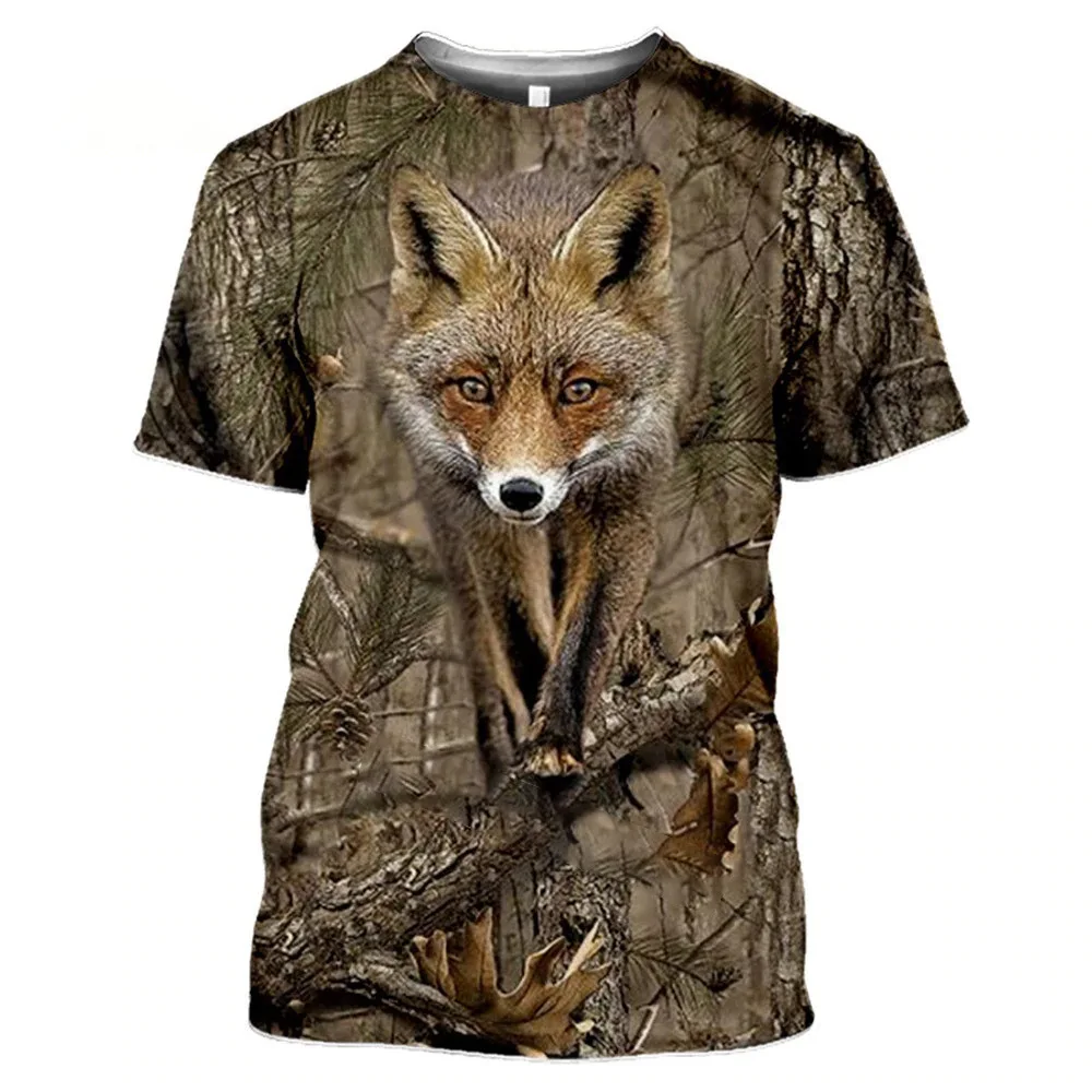 Jungle Camouflage Animals Kids' T-Shirt Summer Fashion Loose Round Neck Short Sleeved T-Shirt Outdoor Sport T-Shirt for Children