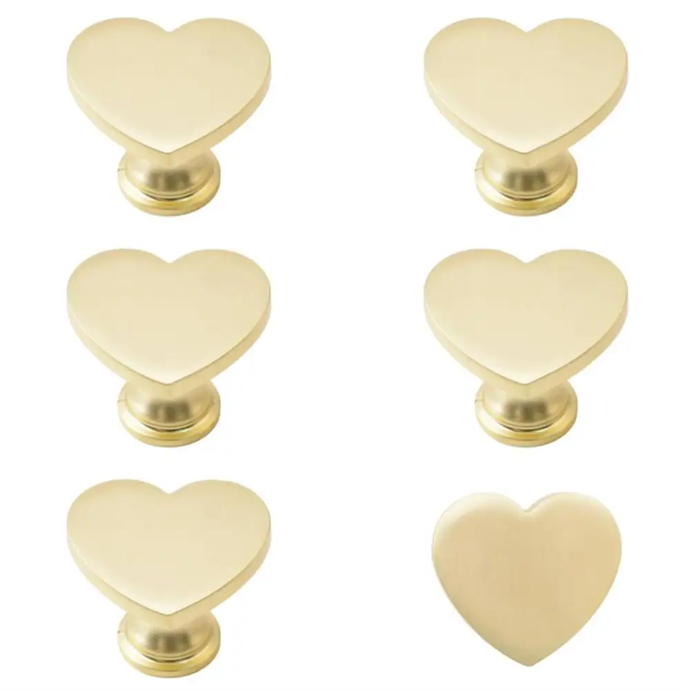 6 قطعة مقابض خزانة على شكل قلب من سبائك الزنك للأثاث المنزلي مناسبة لخزائن الأبواب ذات الفتحة الواحدة والمسامير #1